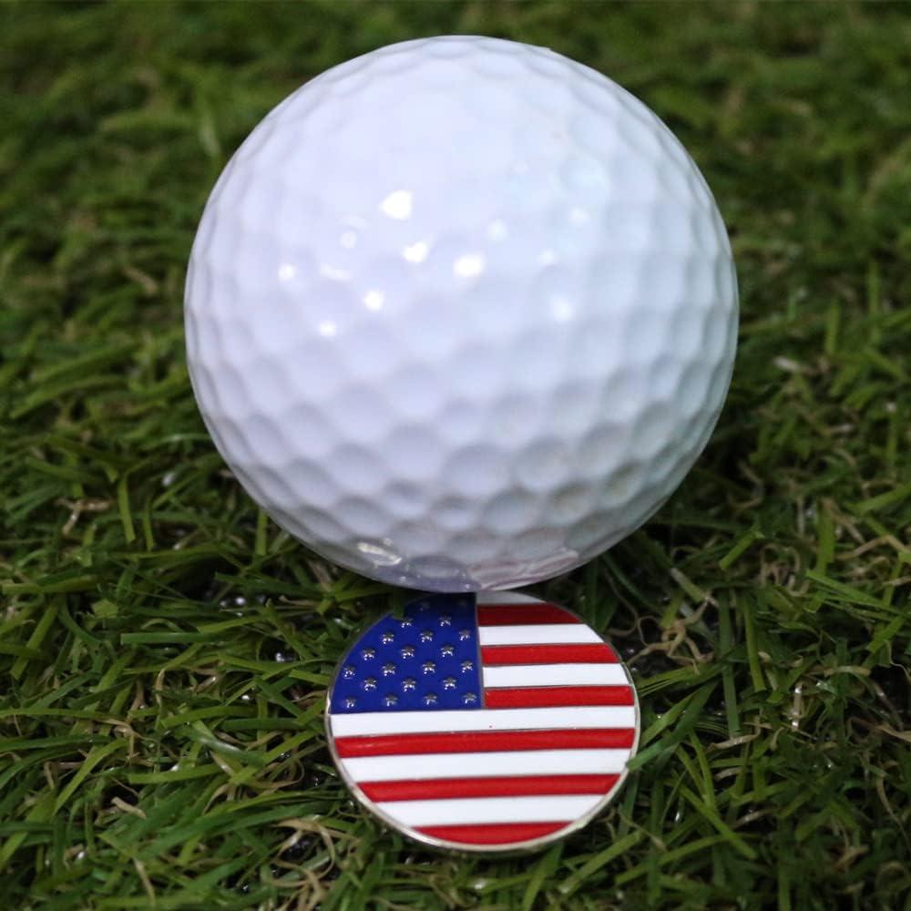 Marcador de Pelota de Golf Myartte 24.4 mm 6 Pcs Bandera Americana