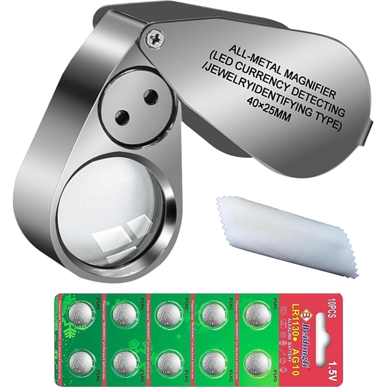 Lupa de Joyero 40X HMKIS con Luz LED y Baterías Incluidas