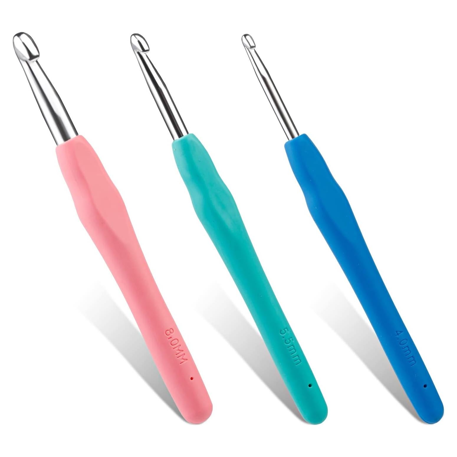 Ganchos de Crochet Ergonómicos Mayboos - 3 Tamaños 4mm 5.5mm 8mm