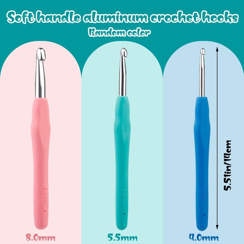 Ganchos de Crochet Ergonómicos Mayboos - 3 Tamaños 4mm 5.5mm 8mm