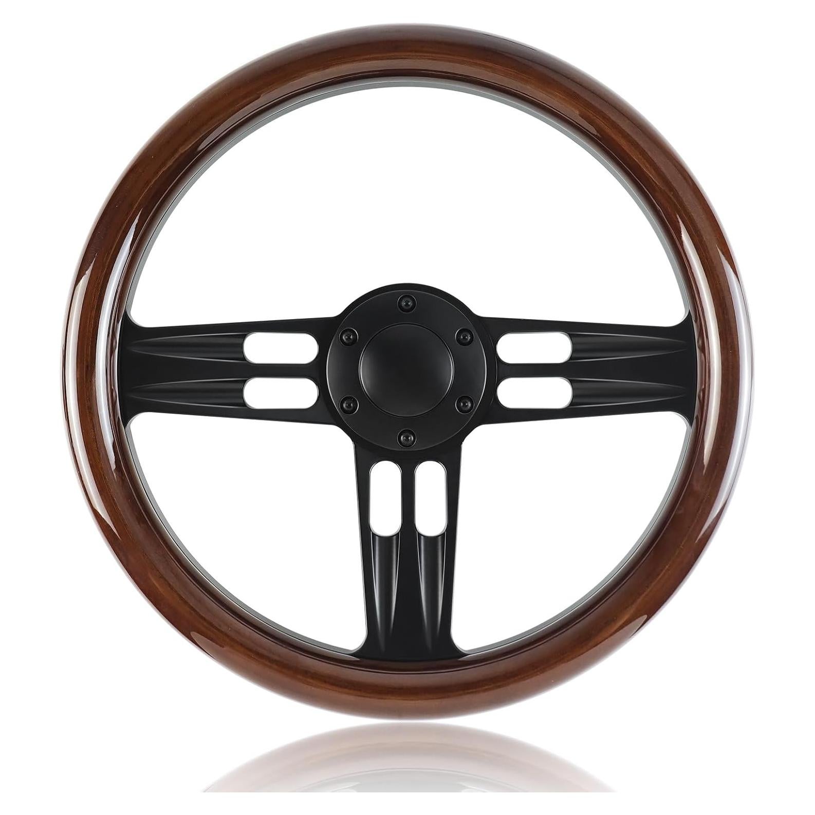 Volante de Madera QYMOPAY 35.5 cm 3 Radios Rally