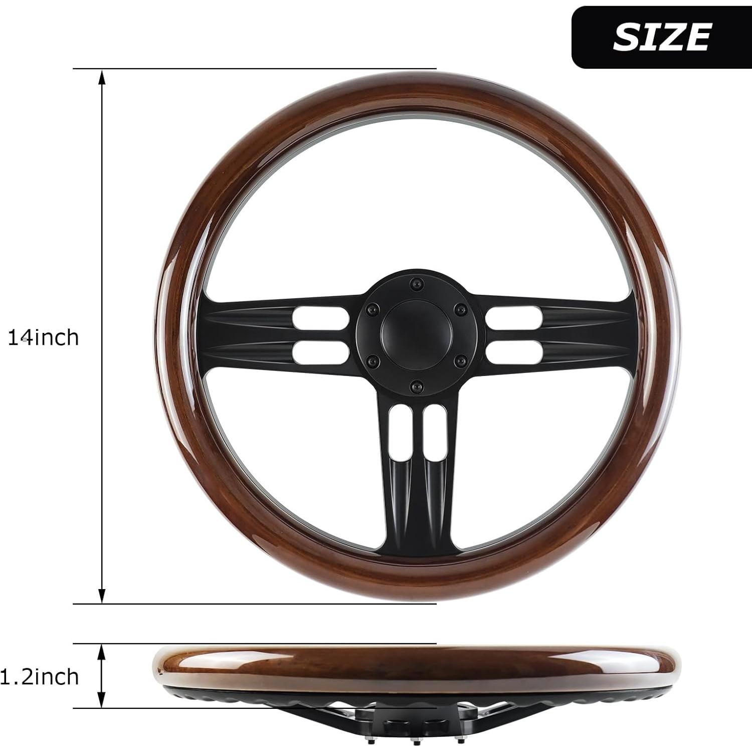 Volante de Madera QYMOPAY 35.5 cm 3 Radios Rally