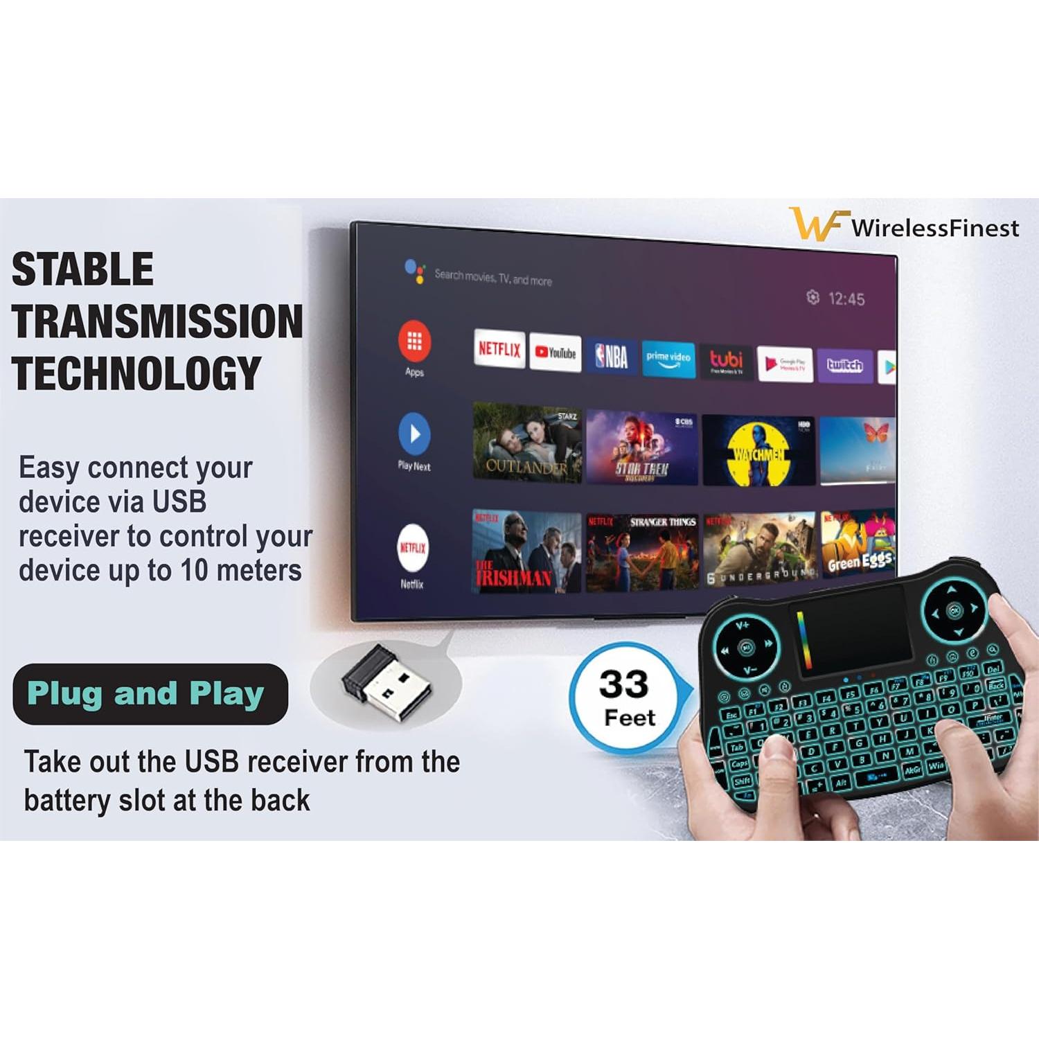 Control Remoto Inalámbrico Mini Teclado Touchpad RGB WirelessFinest