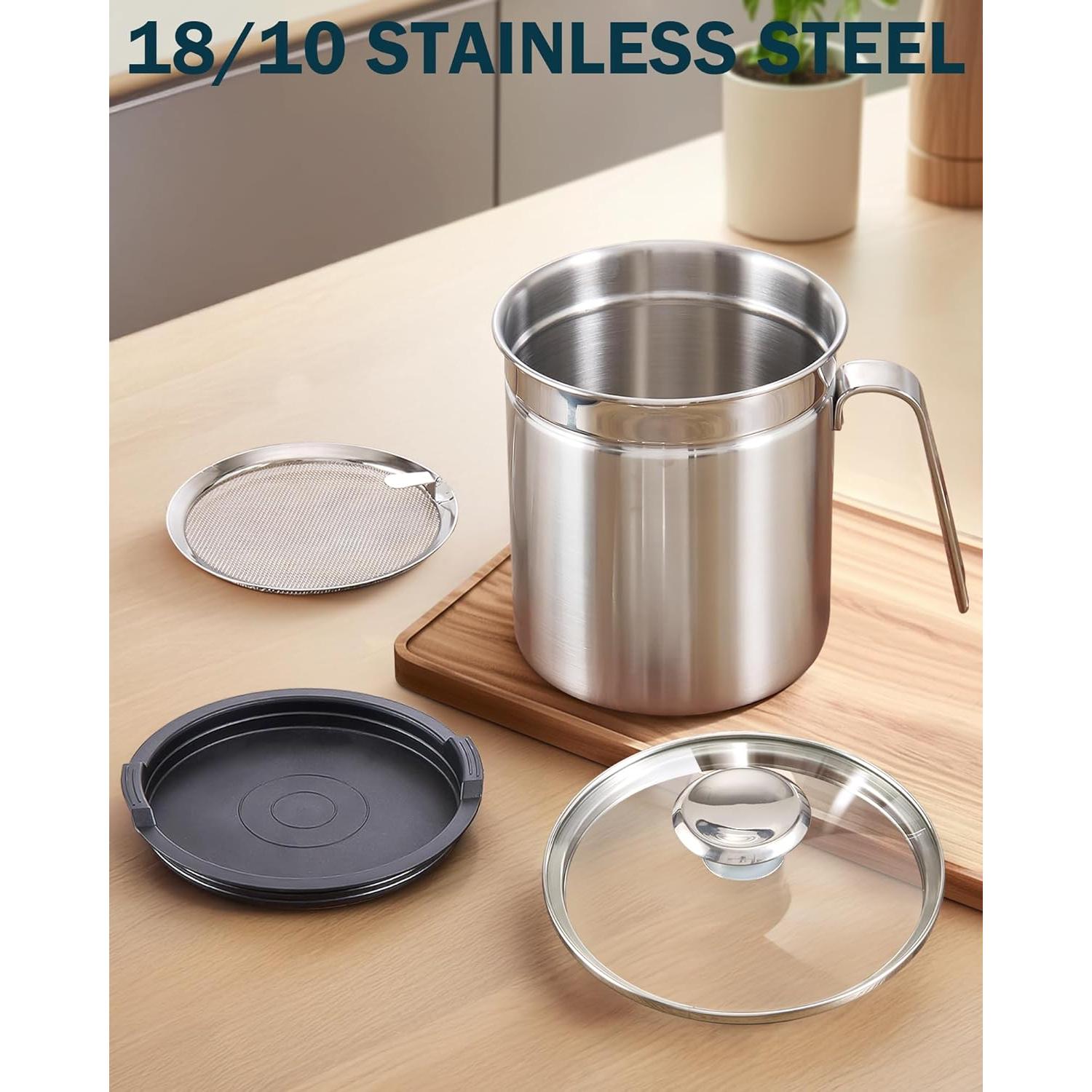 Contenedor de Grasa de Tocino Cook N Home 2.5L Acero Inoxidable