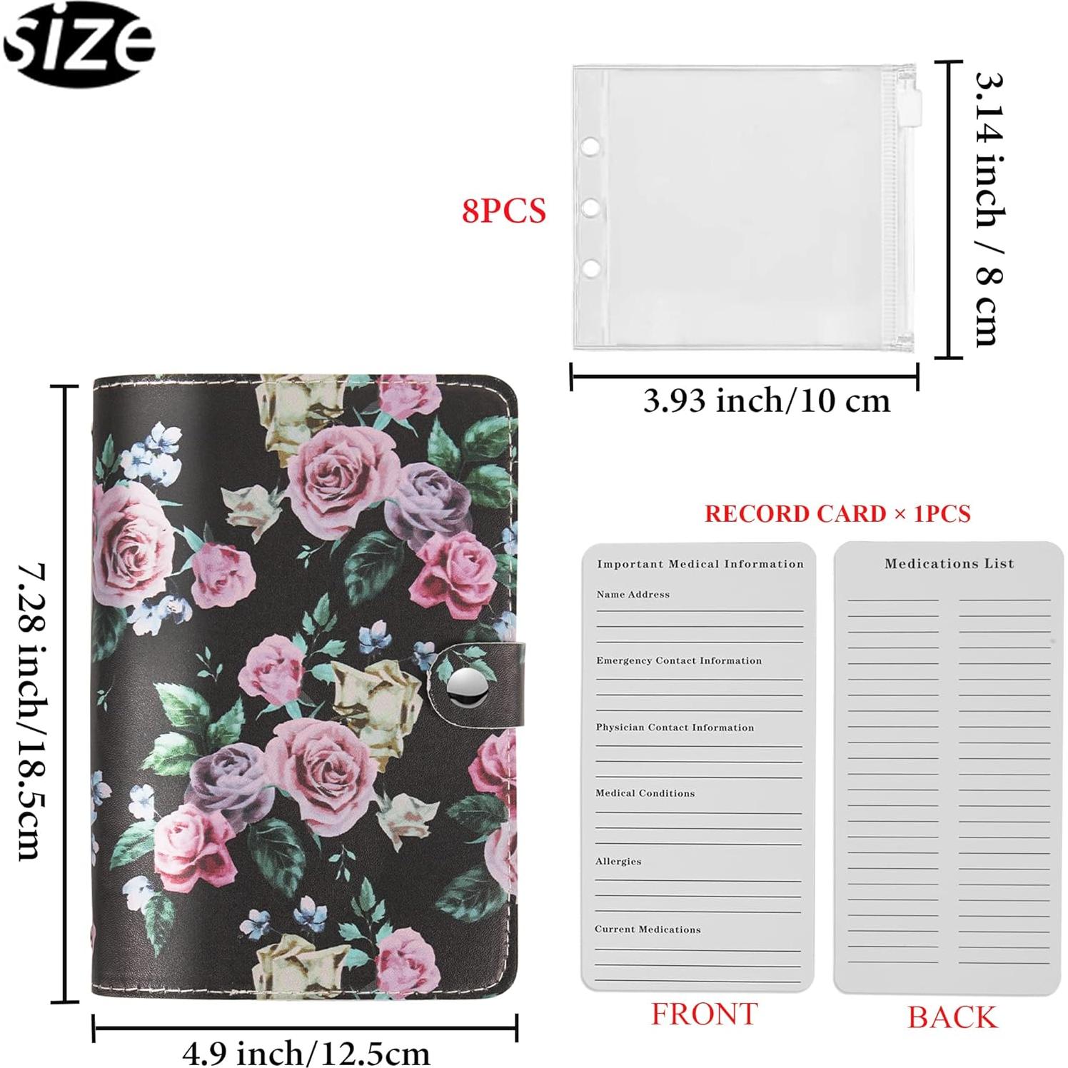 Organizador de Pastillas Hennaja 1-Rosa Negro, 6 Bolsillos