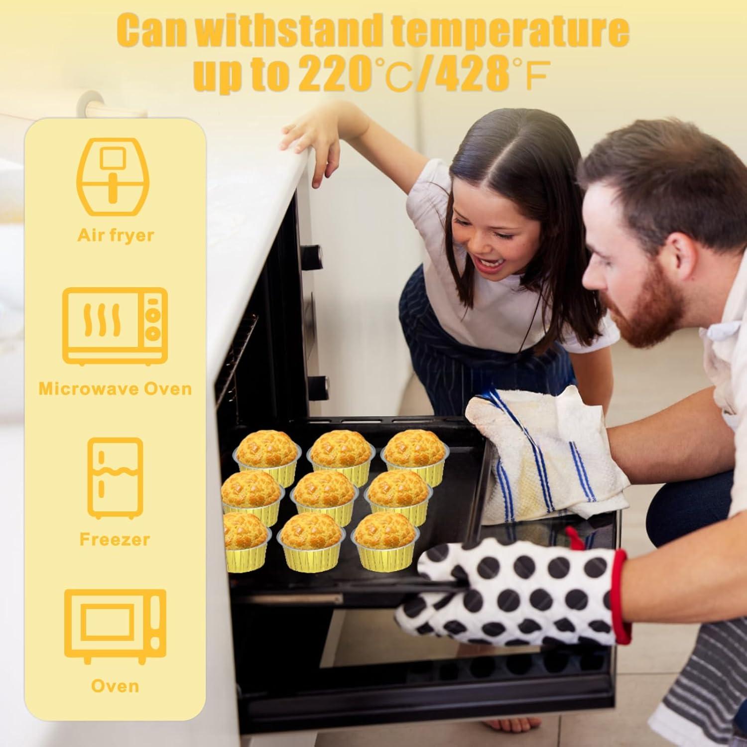 Paquete de 100 moldes para cupcakes EXJEXJ 5oz dorados