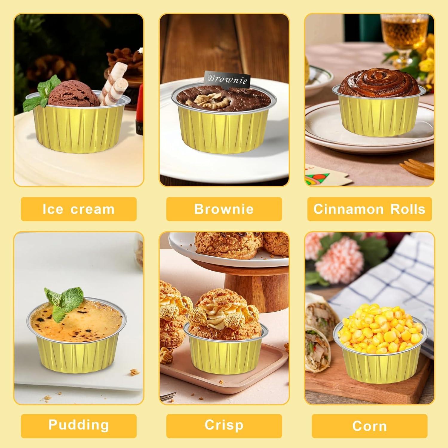 Paquete de 100 moldes para cupcakes EXJEXJ 5oz dorados