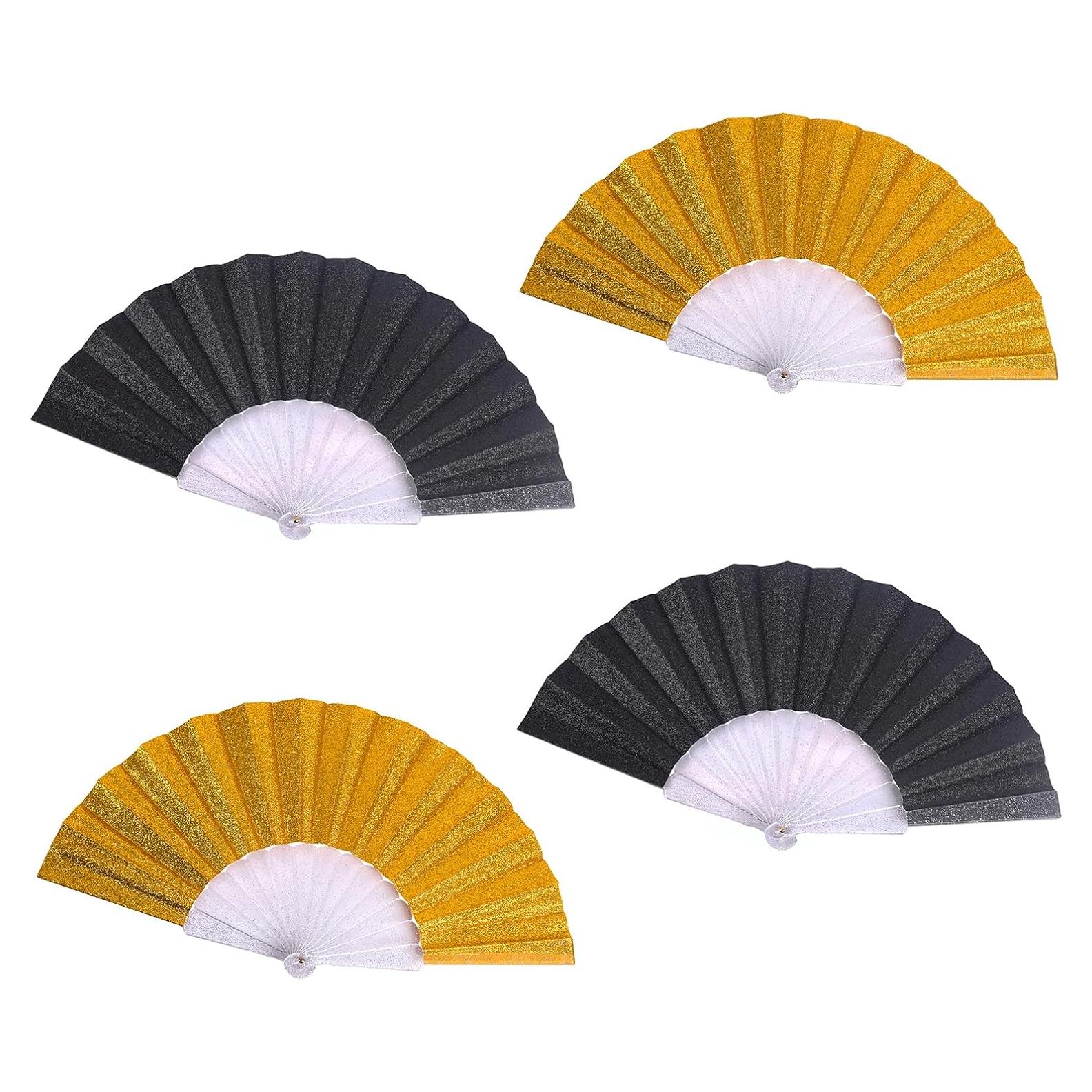 Abanico Plegable Brillante HUNANBANG 4 Piezas Decorativo