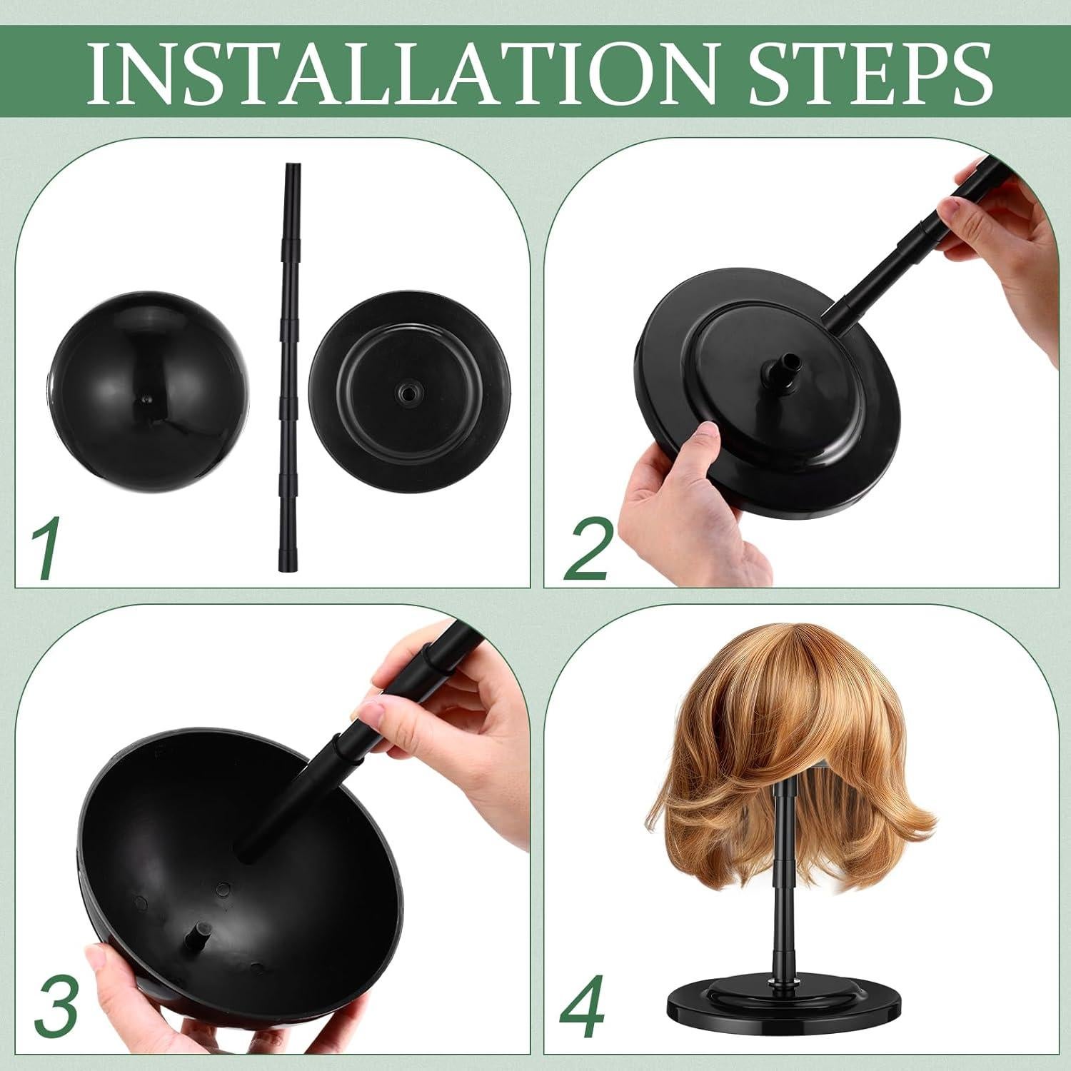 Soporte de Peluca Ajustable Shimeyao 8 Pcs Negro 11.5-36.4 cm