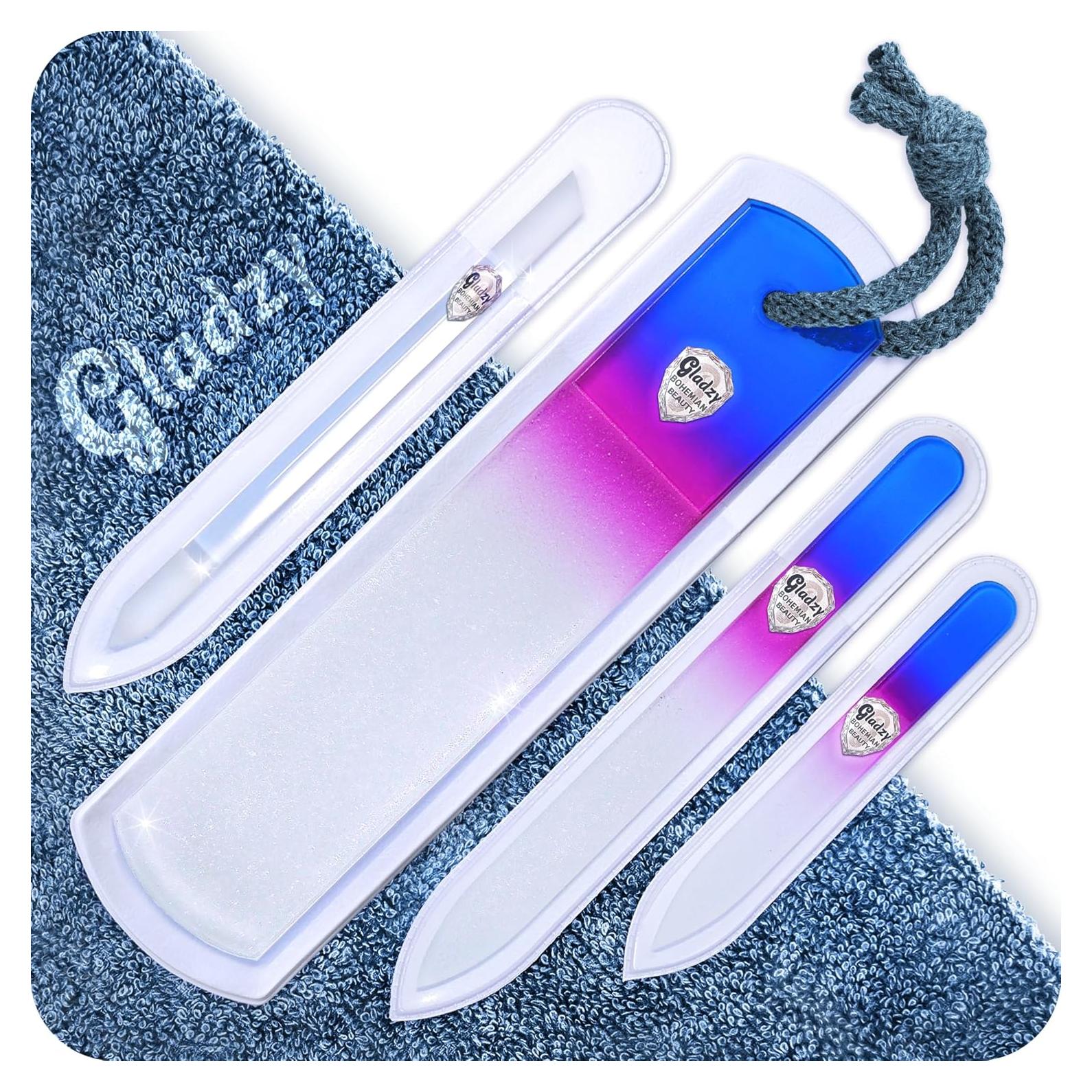 Juego de Lima de Uñas de Vidrio Gladzy - 4 Piezas Profesional