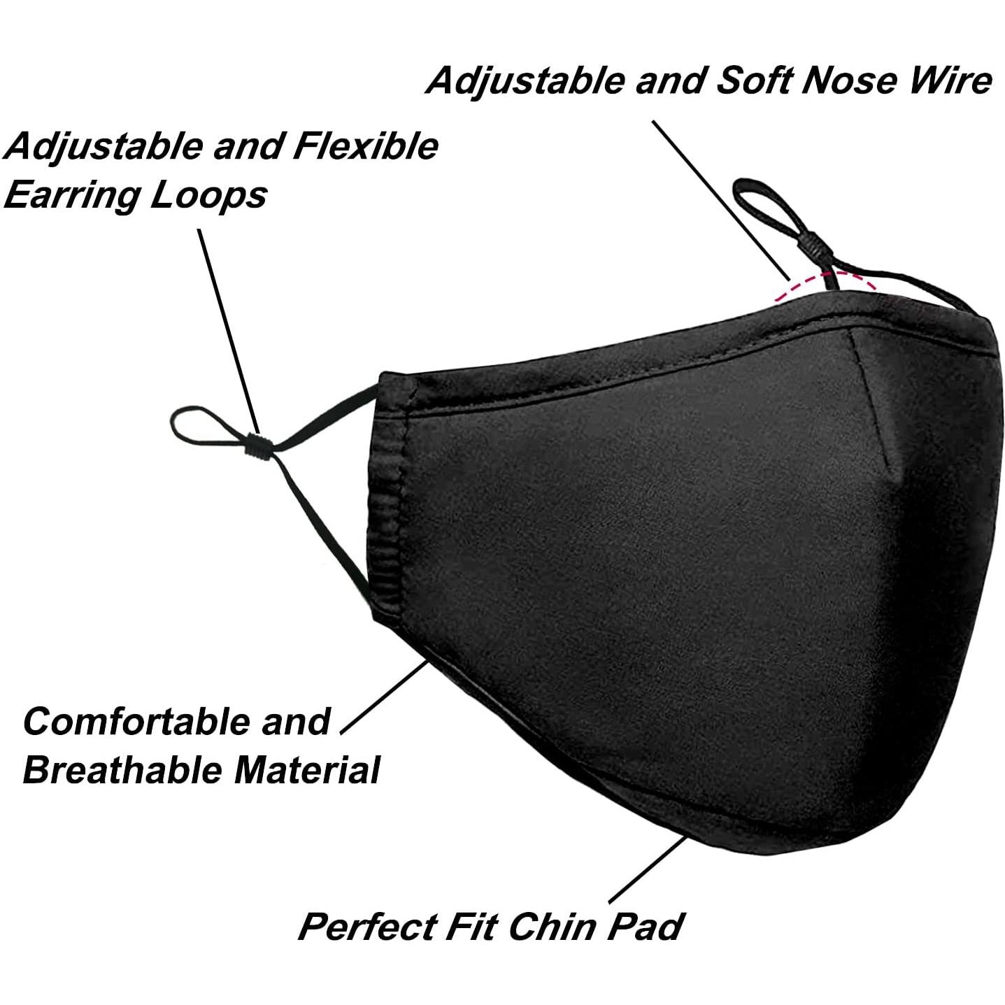 Mascarillas de Tela Reutilizables 12 Piezas Algodón Ajustables