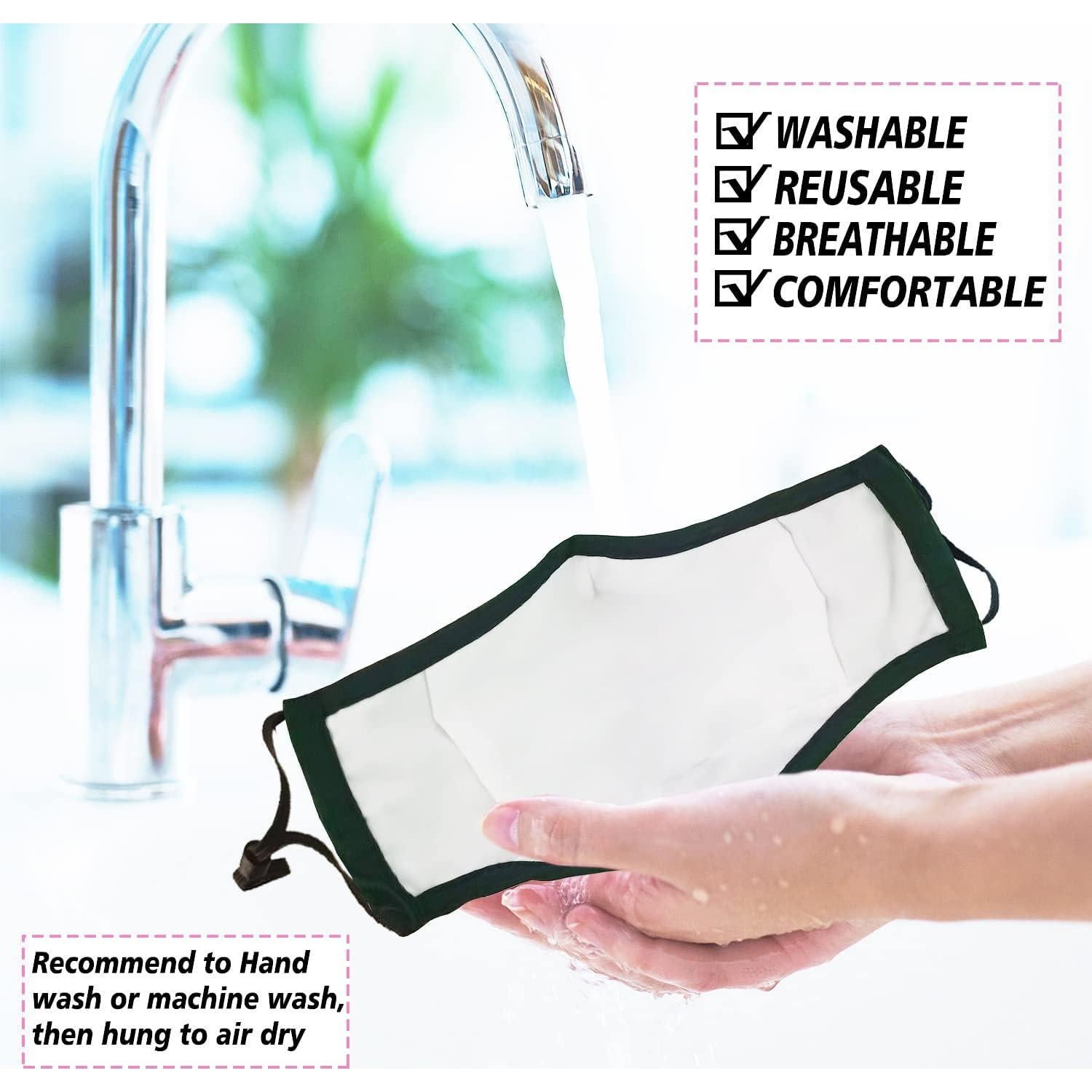 Mascarillas de Tela Reutilizables 12 Piezas Algodón Ajustables