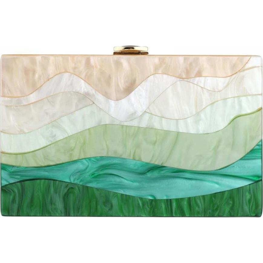Bolso Clutch Acrílico Gets Verde Degradado 17x11cm para Mujeres