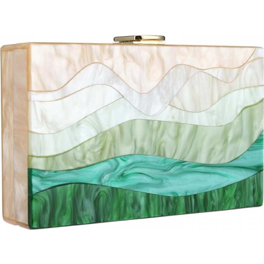 Bolso Clutch Acrílico Gets Verde Degradado 17x11cm para Mujeres