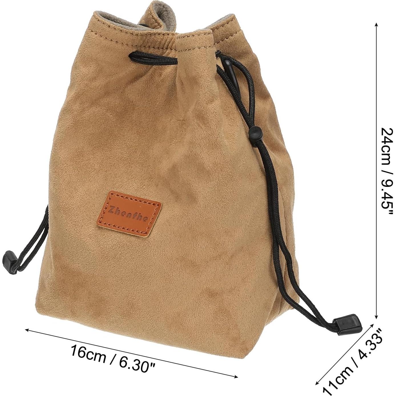 Bolsa de Lentes PATIKIL Tamaño L Marrón con Cierre Ajustable