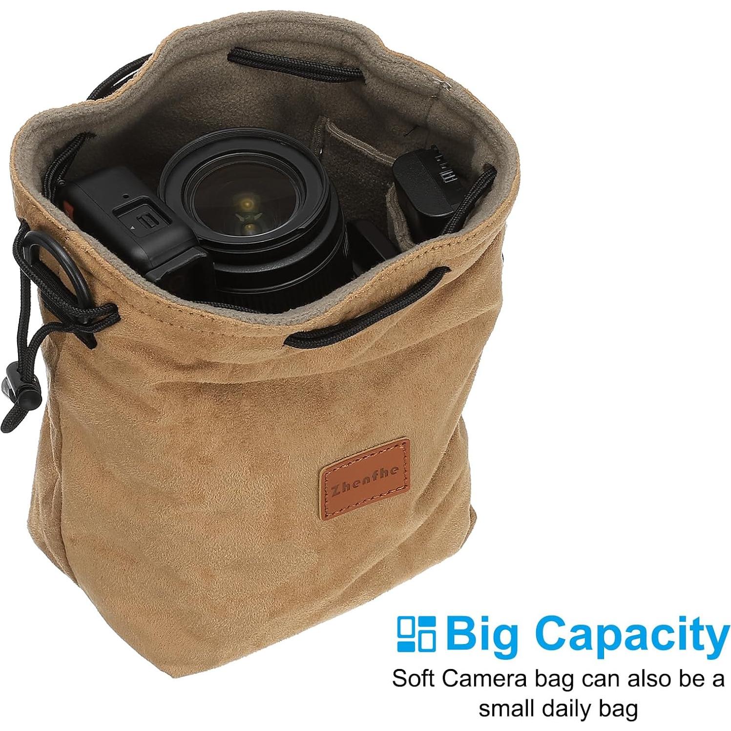 Bolsa de Lentes PATIKIL Tamaño L Marrón con Cierre Ajustable