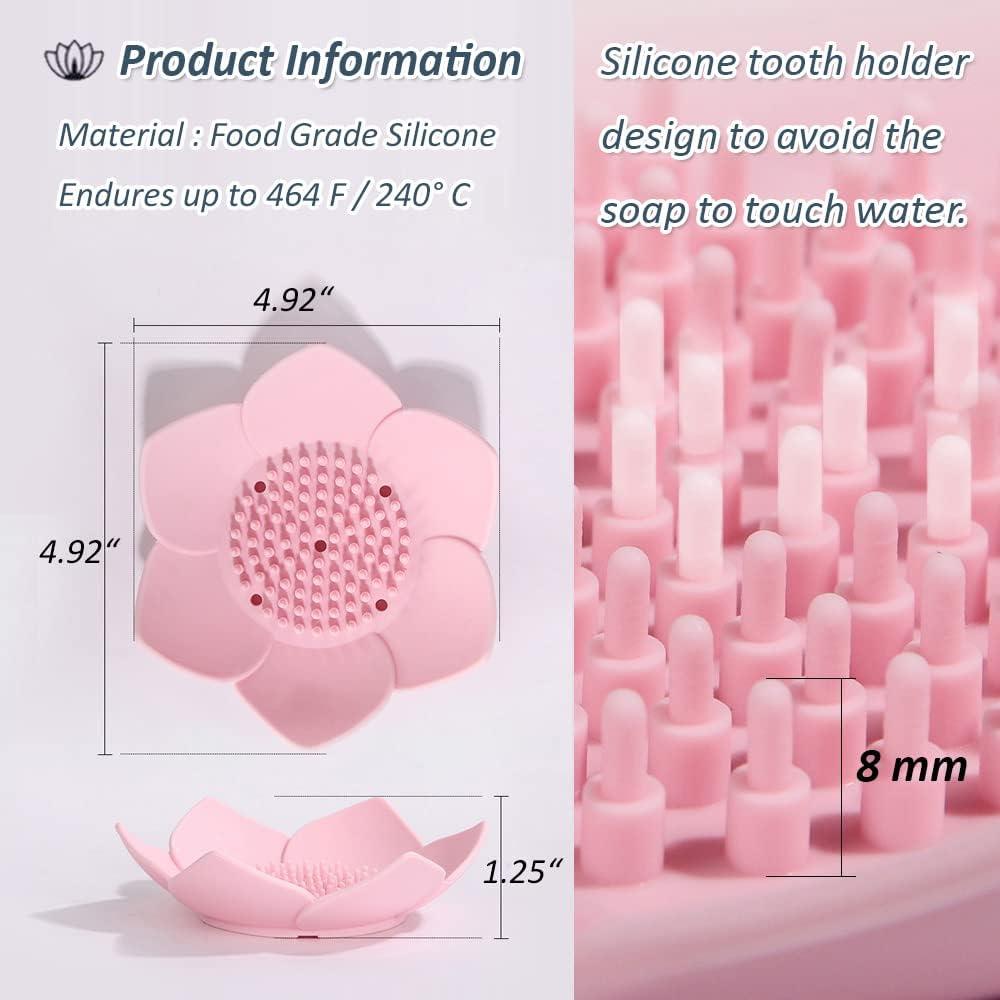 Soporte de Jabón de Silicona Leuapl en Forma de Pétalo - 2 Piezas Rosa y Azul