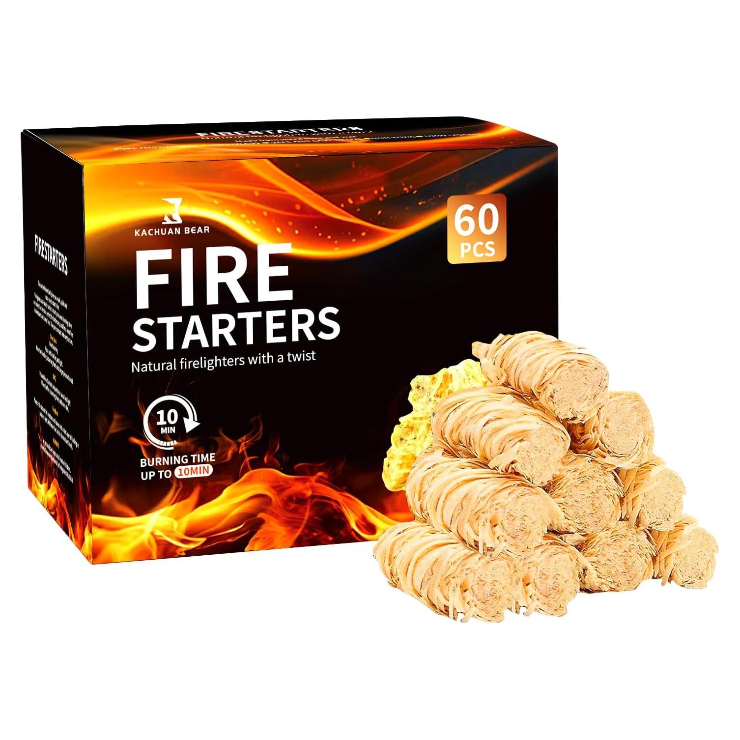 Encendedores Naturales KACHUAN BEAR 60pcs para BBQ y Chimenea