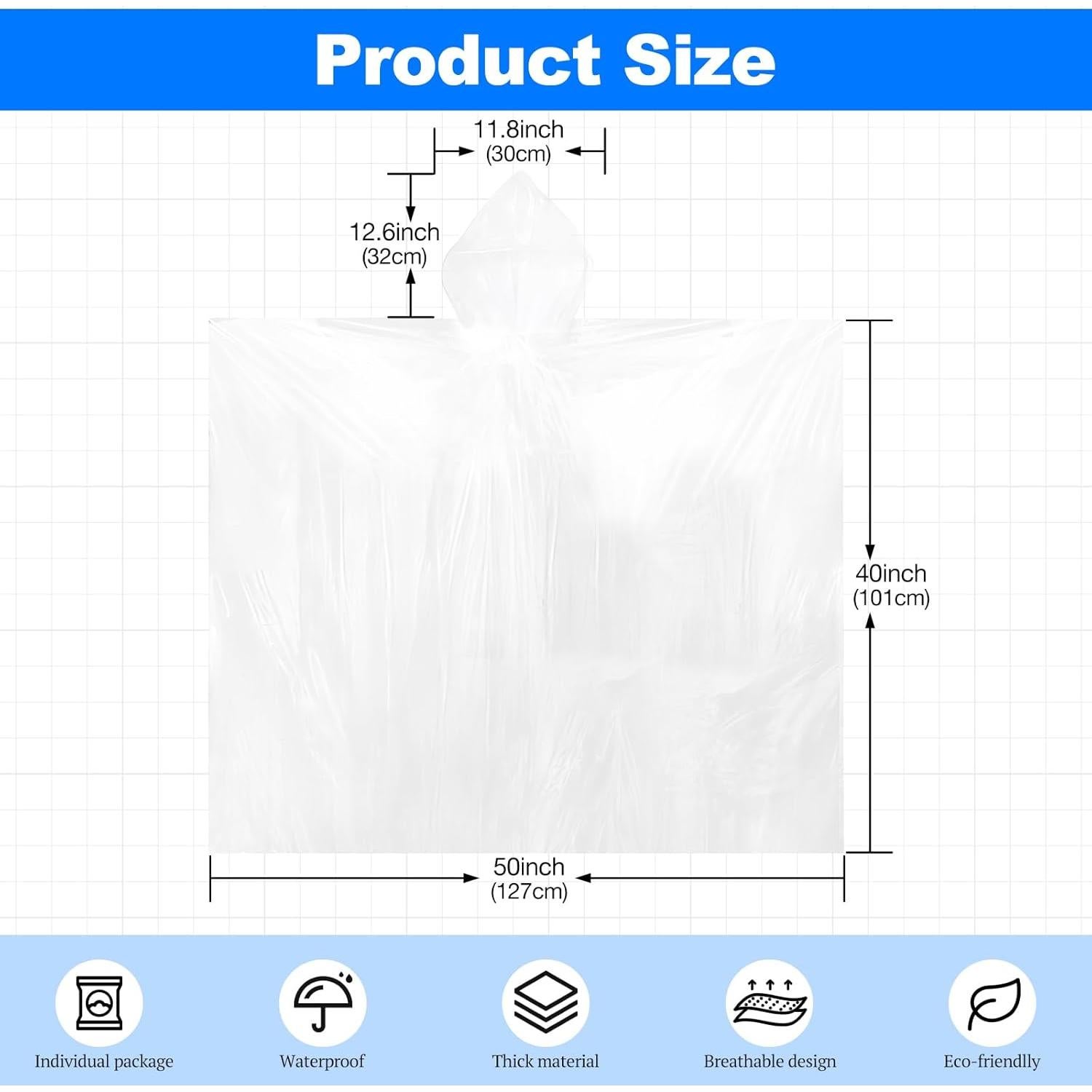 108 Ponchos de Lluvia Desechables Ayearparty Transparentes