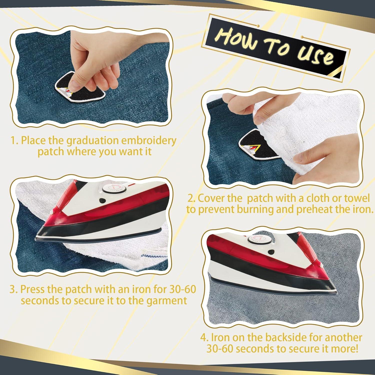 9 Piezas Parche Bordado de Graduación Mortd - Negro y Dorado