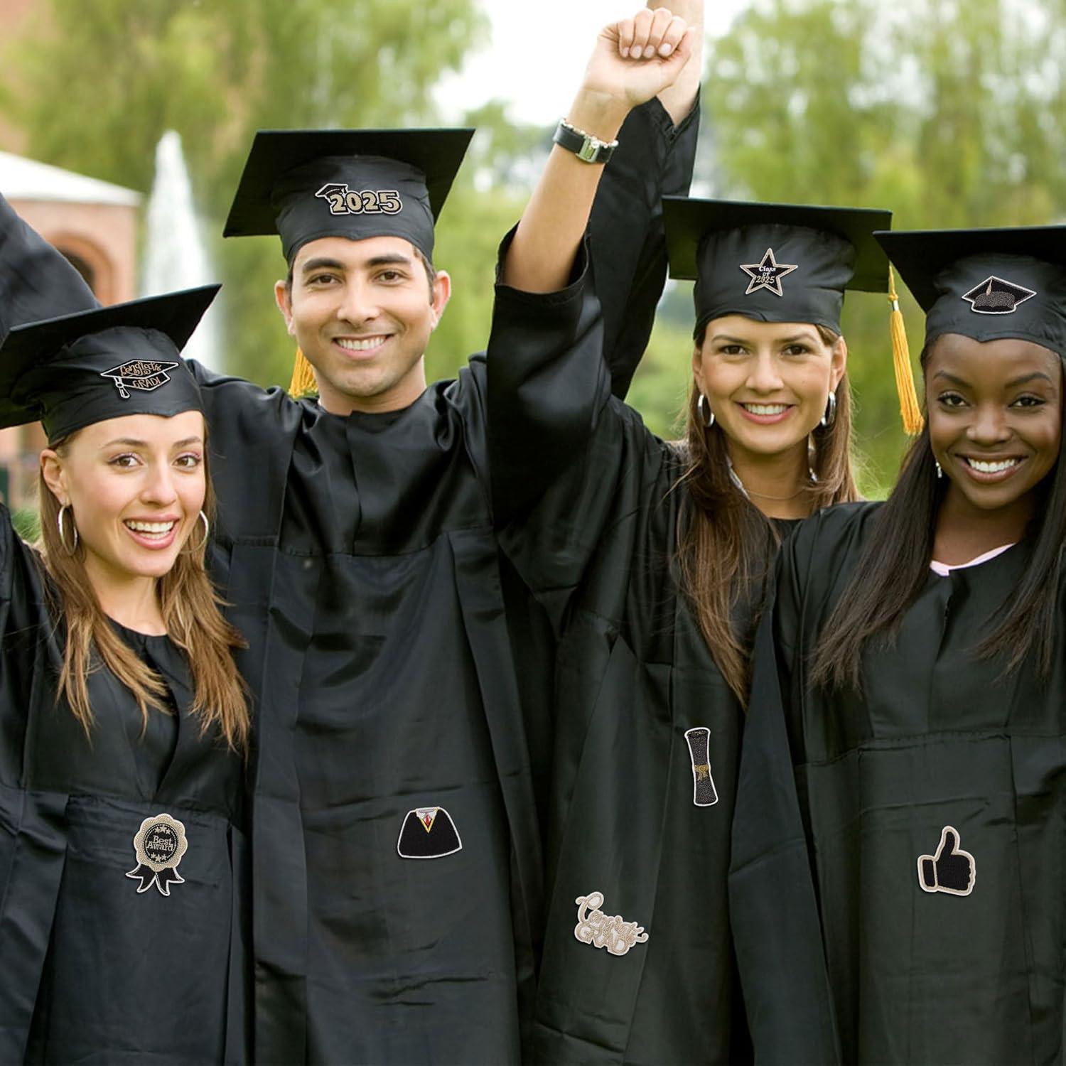 9 Piezas Parche Bordado de Graduación Mortd - Negro y Dorado