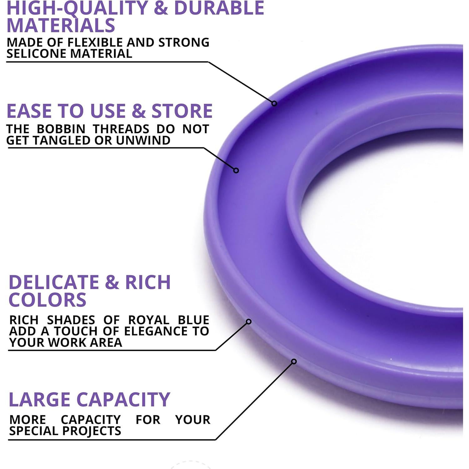4 Soportes de Bobinas de Silicona Azul YARRD - Organizador 13.5 cm