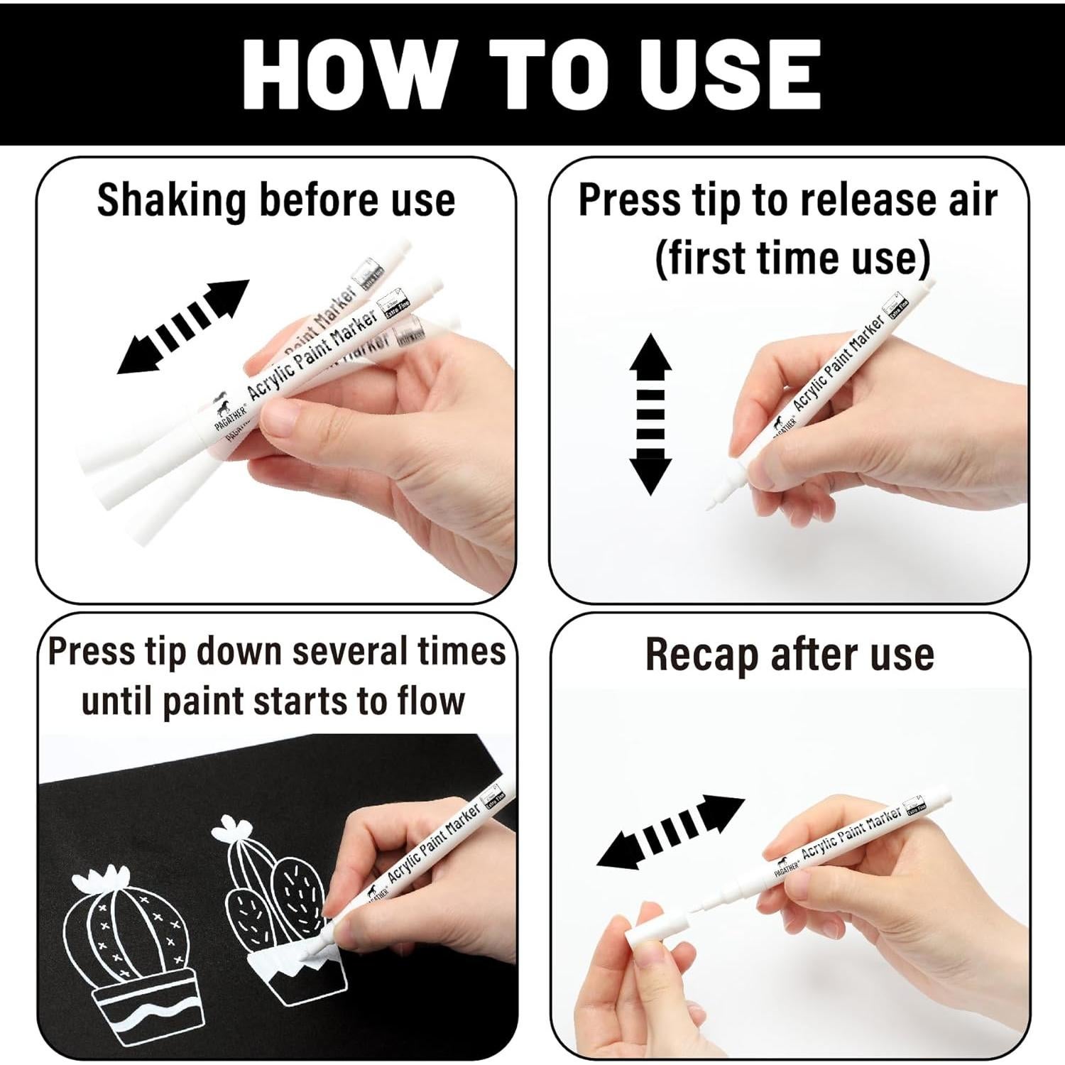 Marcadores de Pintura Acrílica Blanca Pagather 0.7mm Paquete 6