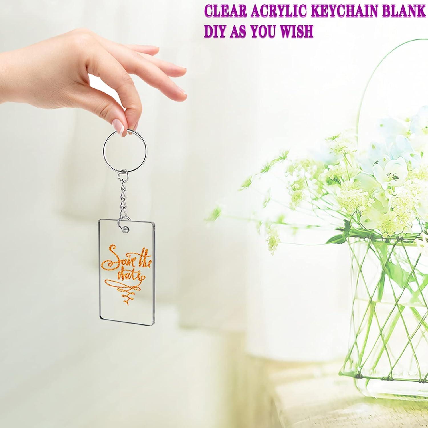 90 Piezas Llaveros Vacíos Rectangulares Acrílico ArtCute