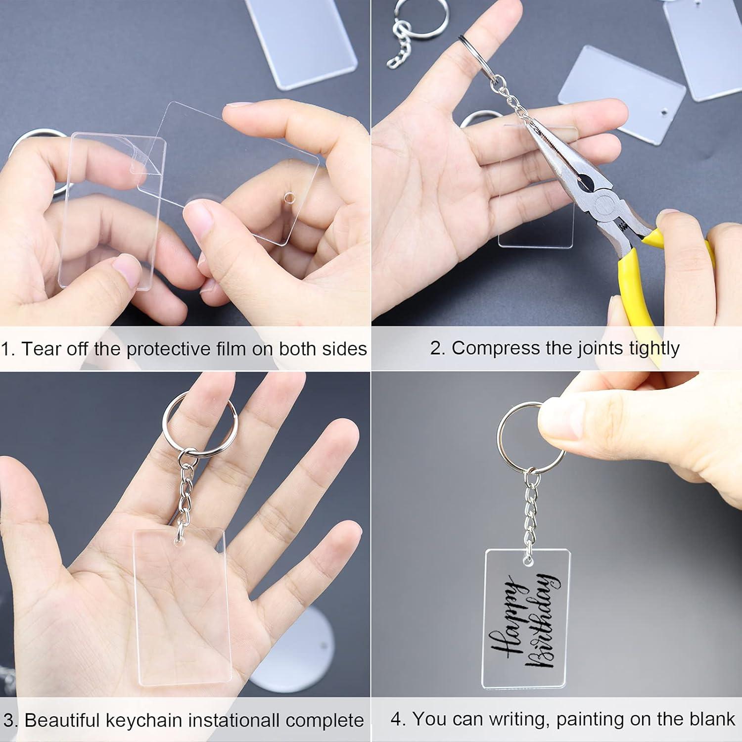 90 Piezas Llaveros Vacíos Rectangulares Acrílico ArtCute