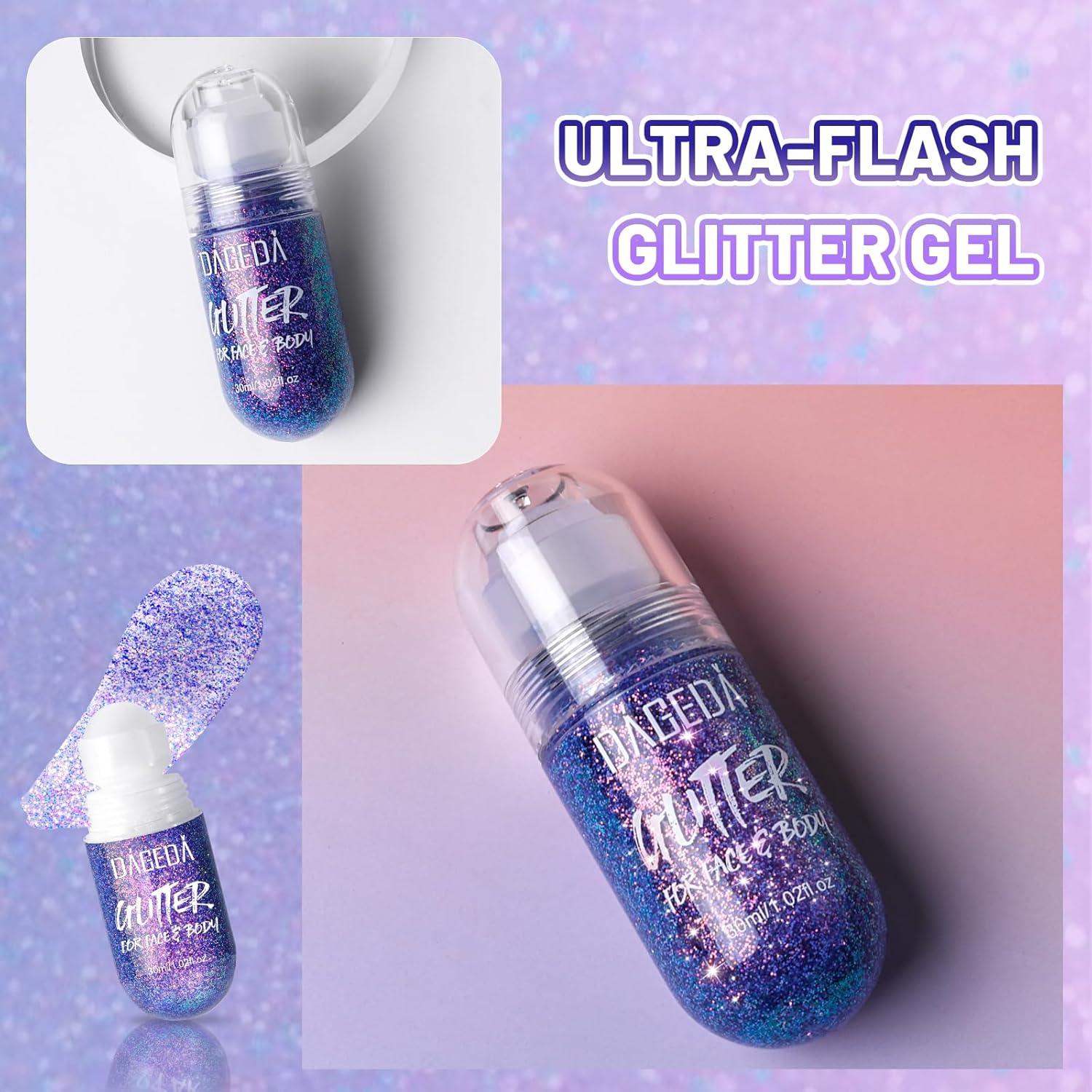 Gel Brillante Corporal DAGEDA 28g Púrpura Loco para Maquillaje