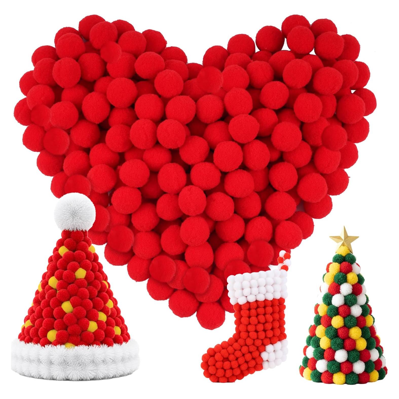 Pompones Rojos 2.5 cm Caydo 400 pcs + Ojos Móviles 100 pcs