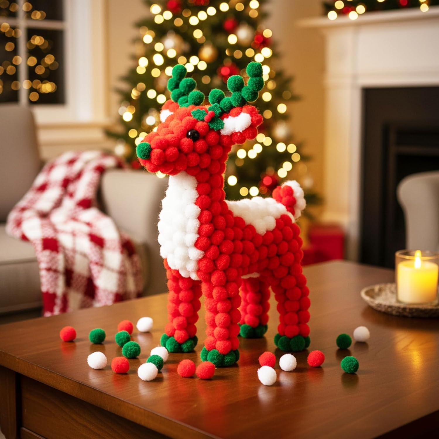 Pompones Rojos 2.5 cm Caydo 400 pcs + Ojos Móviles 100 pcs