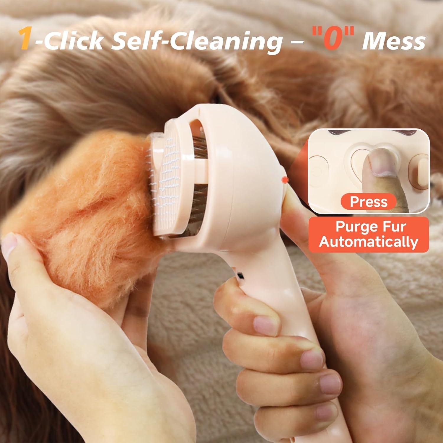 Cepillo Deshedding Autolimpiante CHENJIU para Perros y Gatos Rosa