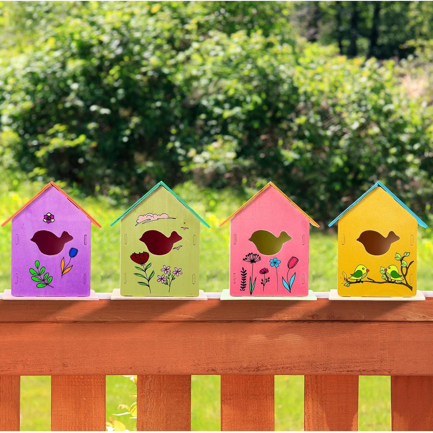 Kit de Manualidades para Niños - 12 Casas de Madera DIY