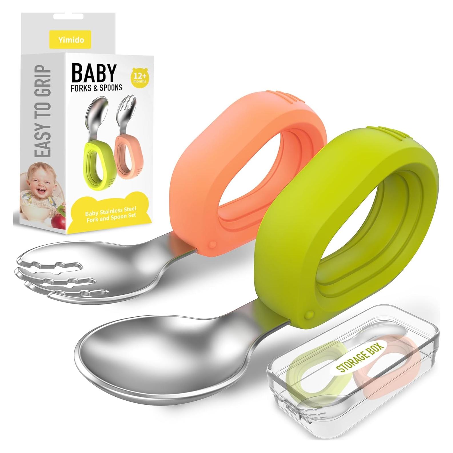 Juego de Cubiertos para Bebés YIMIDO - Cuchara y Tenedor Inoxidable