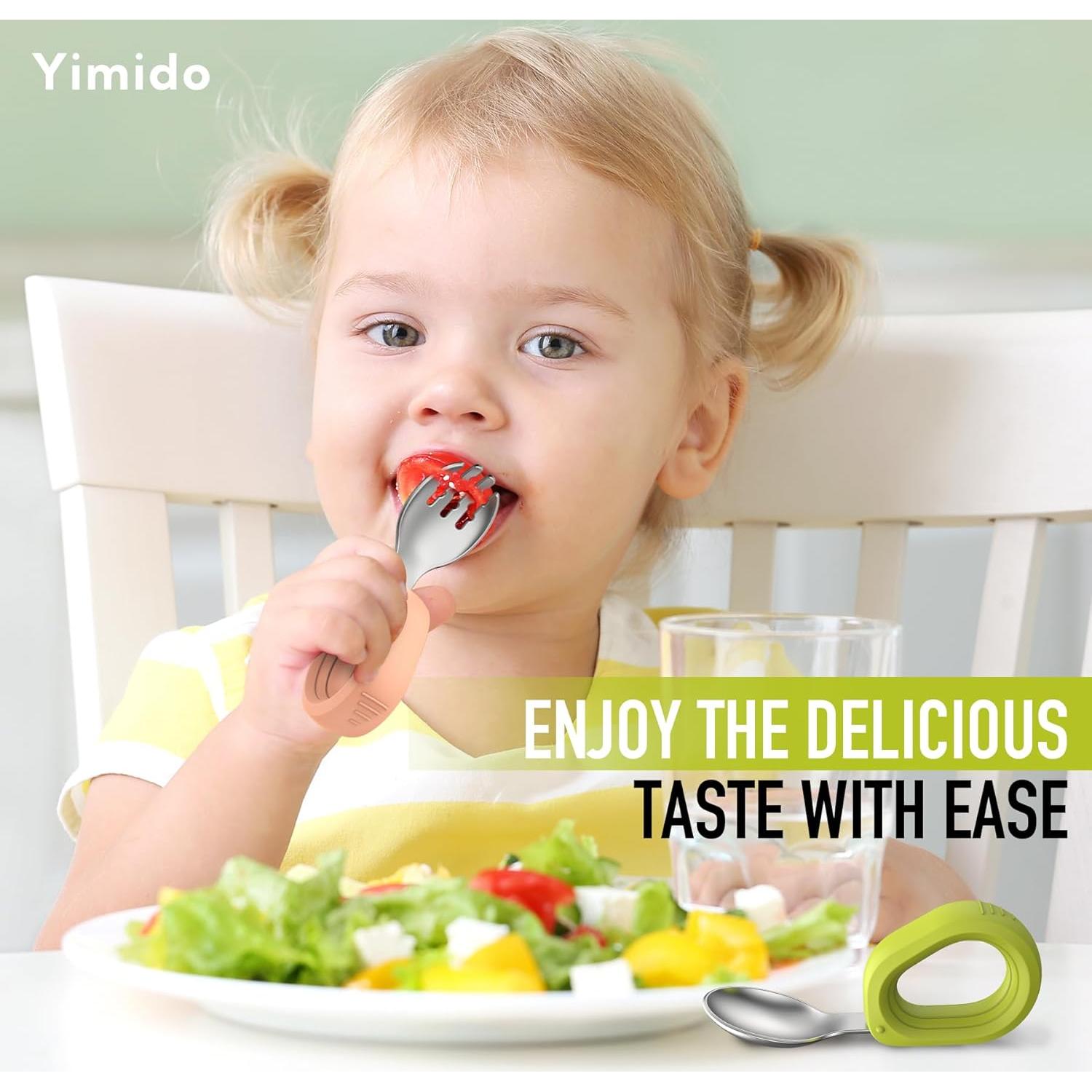 Juego de Cubiertos para Bebés YIMIDO - Cuchara y Tenedor Inoxidable