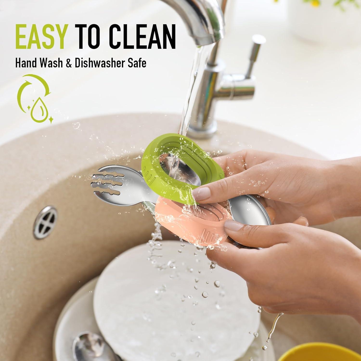 Juego de Cubiertos para Bebés YIMIDO - Cuchara y Tenedor Inoxidable