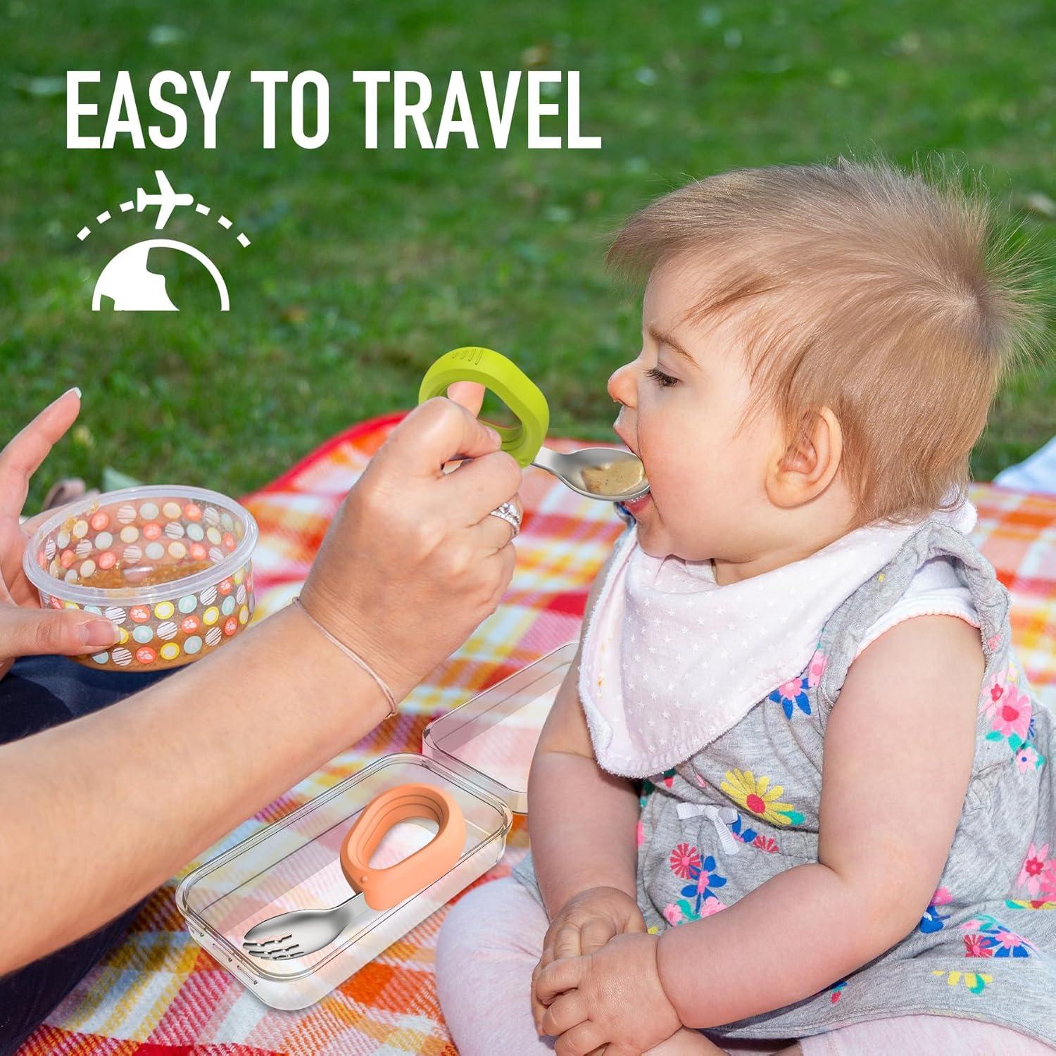 Juego de Cubiertos para Bebés YIMIDO - Cuchara y Tenedor Inoxidable