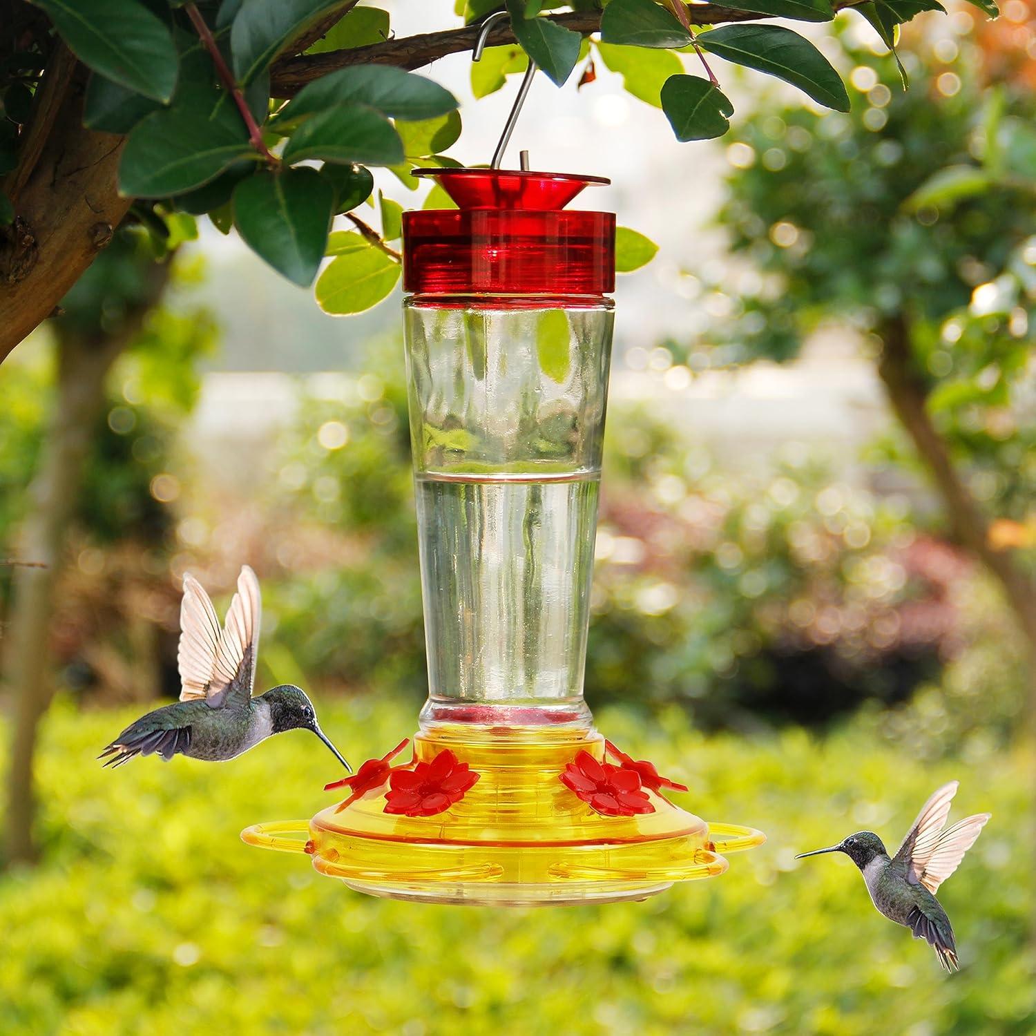 Alimentador de Colibríes Shrdaepe de Vidrio 0.28L 5 Puertos Rojo