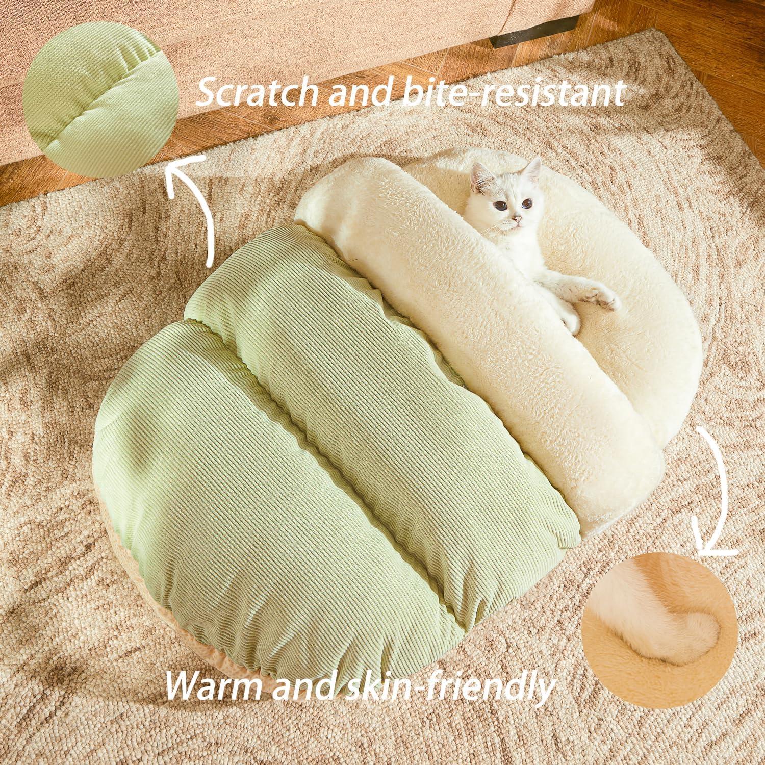 Cama para Gatos Romaneco Mediana Verde 61x41cm Suave y Lavable