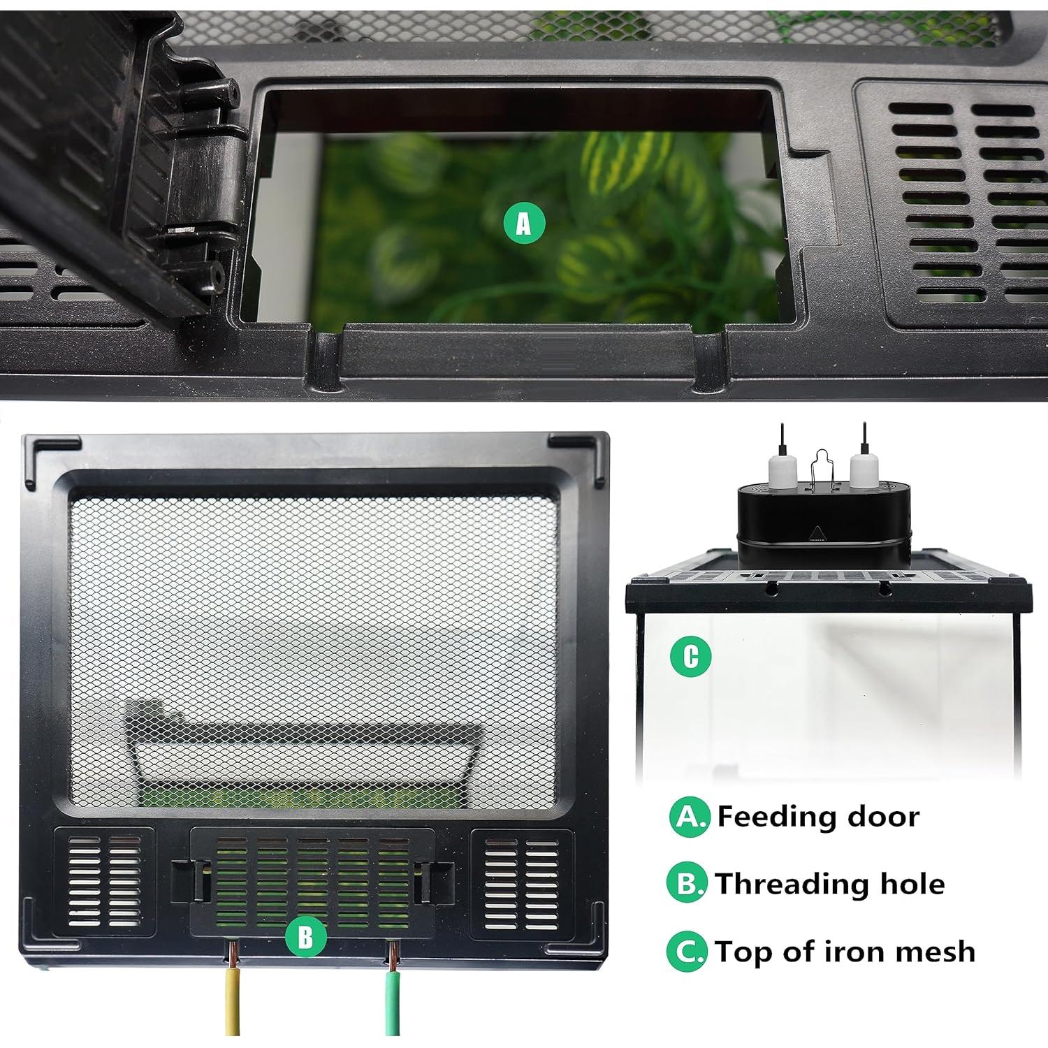 Mini Terrario de Vidrio Waazoorep 20.32x20.32x30.48cm para Reptiles