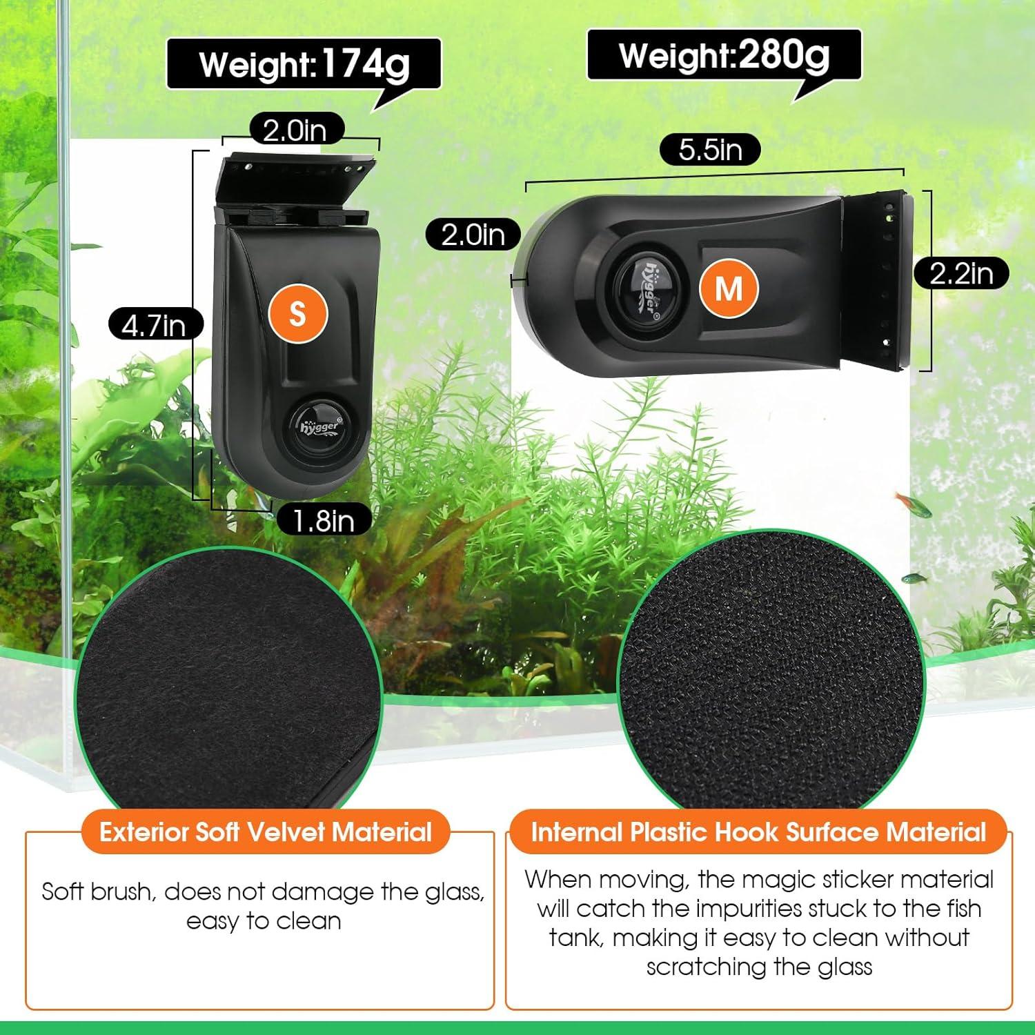 Limpiador Magnético para Acuarios hygger S con 2 Raspadores