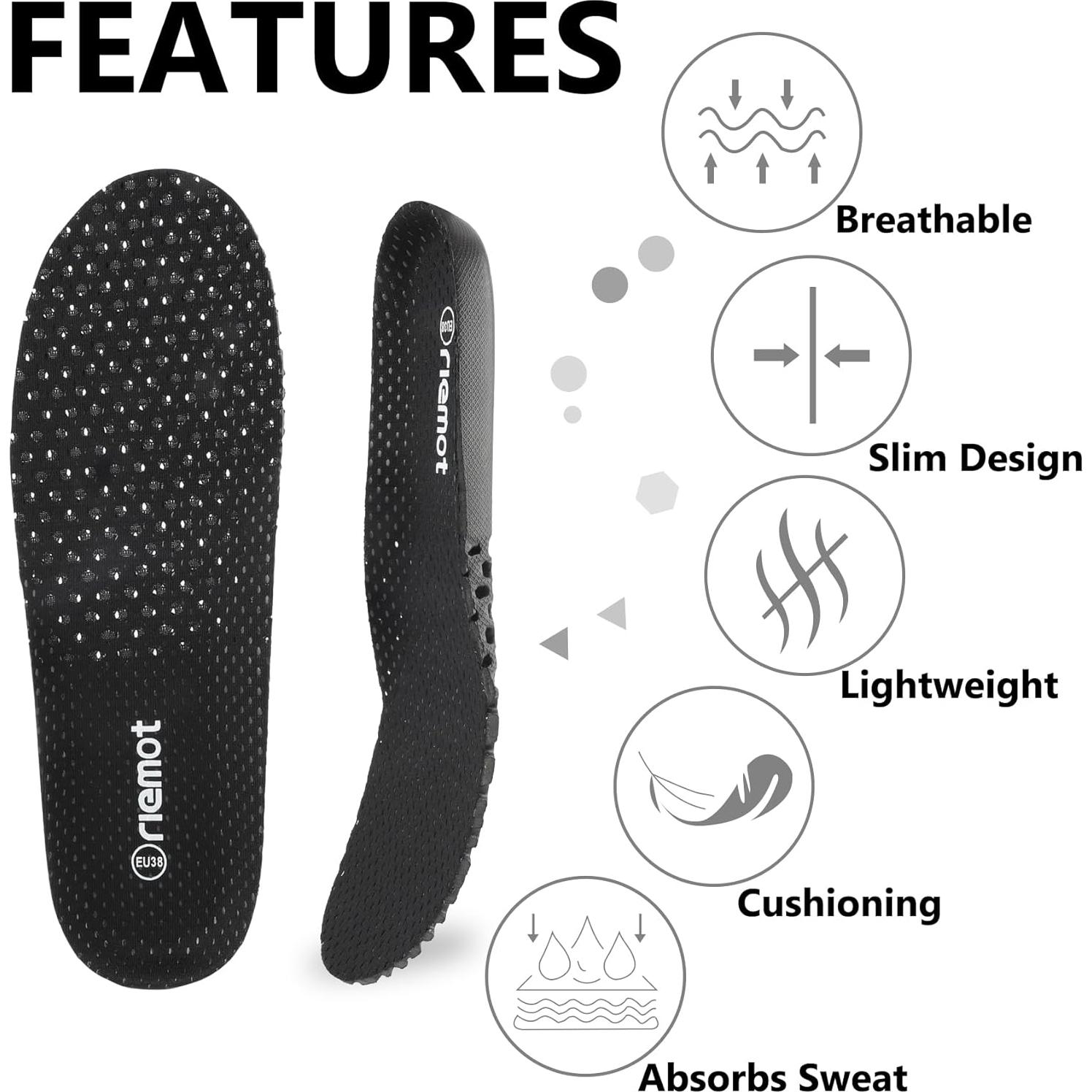 Plantillas deportivas Riemot para mujeres transpirables 36