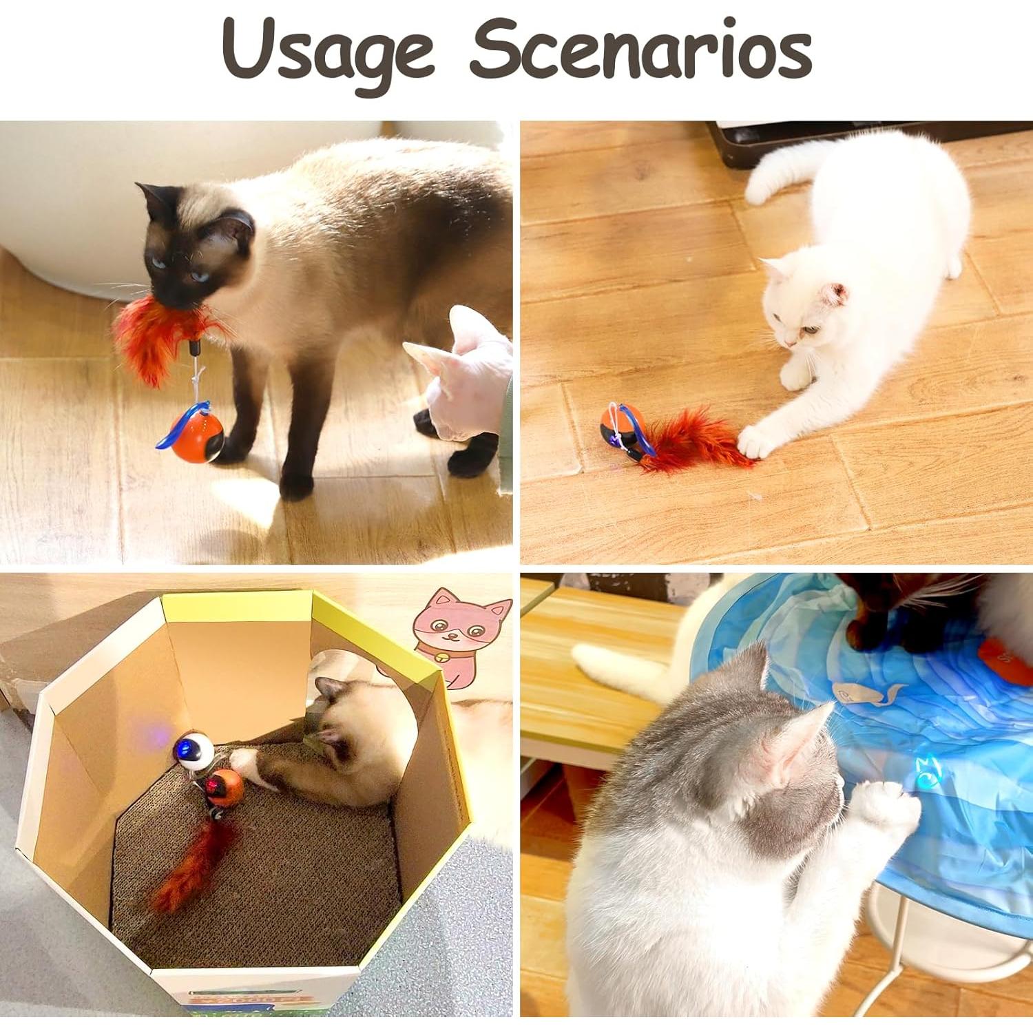 Juguete Interactivo para Gatos Migipaws Blanco, Bola Rodante