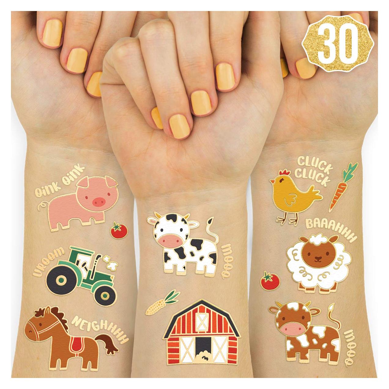 Tatuajes Temporales de Animales de Granja xo, Fetti - 30 Diseños