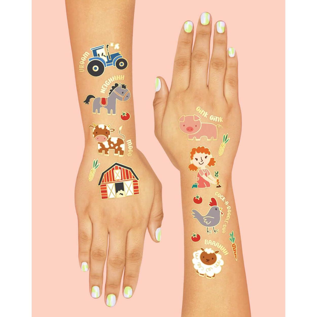 Tatuajes Temporales de Animales de Granja xo, Fetti - 30 Diseños