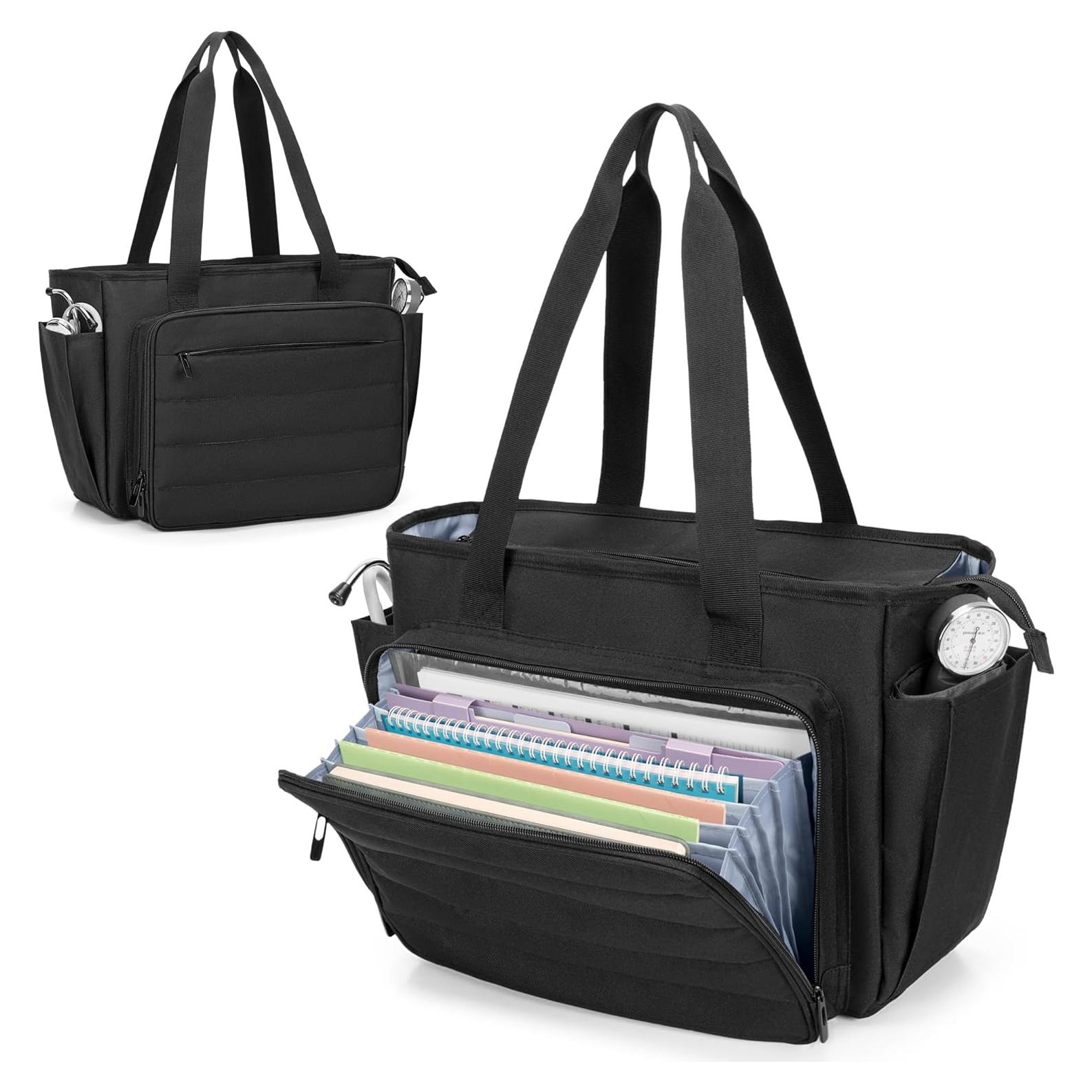 Bolsa de Enfermera CURMIO Negra con Compartimento A4 y Laptop 15.6"