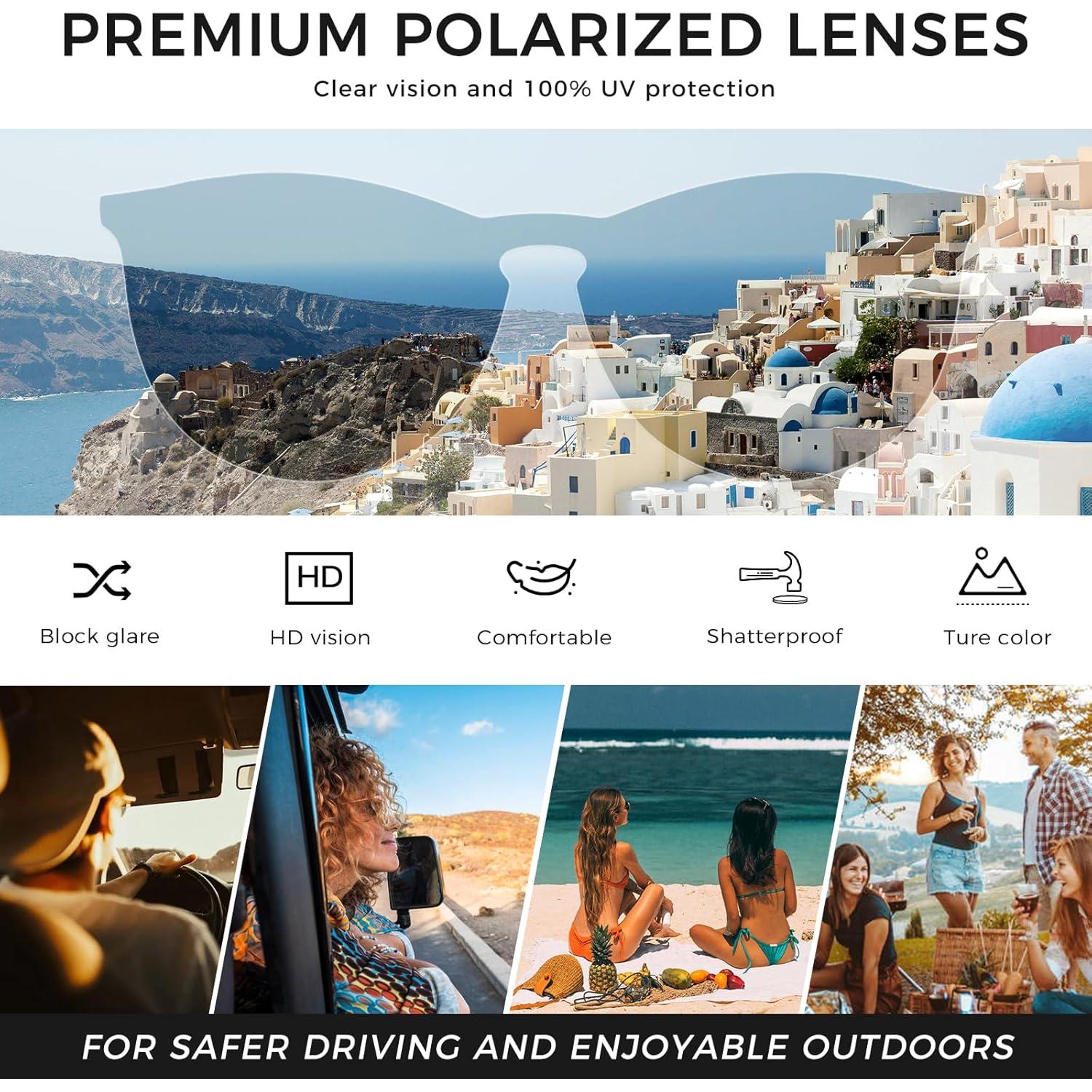 Gafas de Sol Redondas Vintage SUNGAIT para Mujeres - Polarizadas UV400