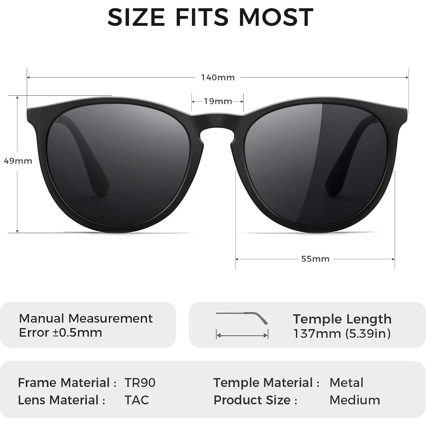 Gafas de Sol Redondas Vintage SUNGAIT para Mujeres - Polarizadas UV400