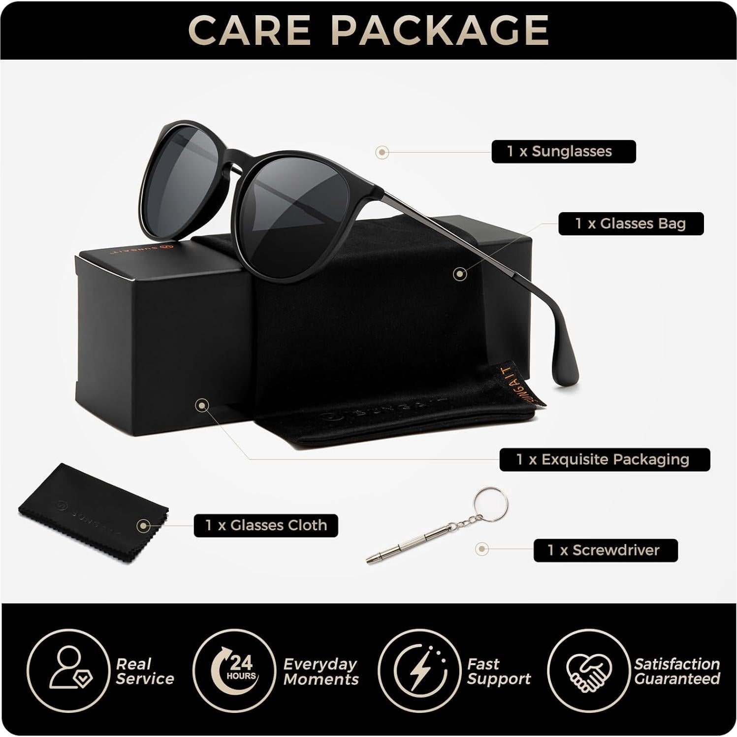 Gafas de Sol Redondas Vintage SUNGAIT para Mujeres - Polarizadas UV400